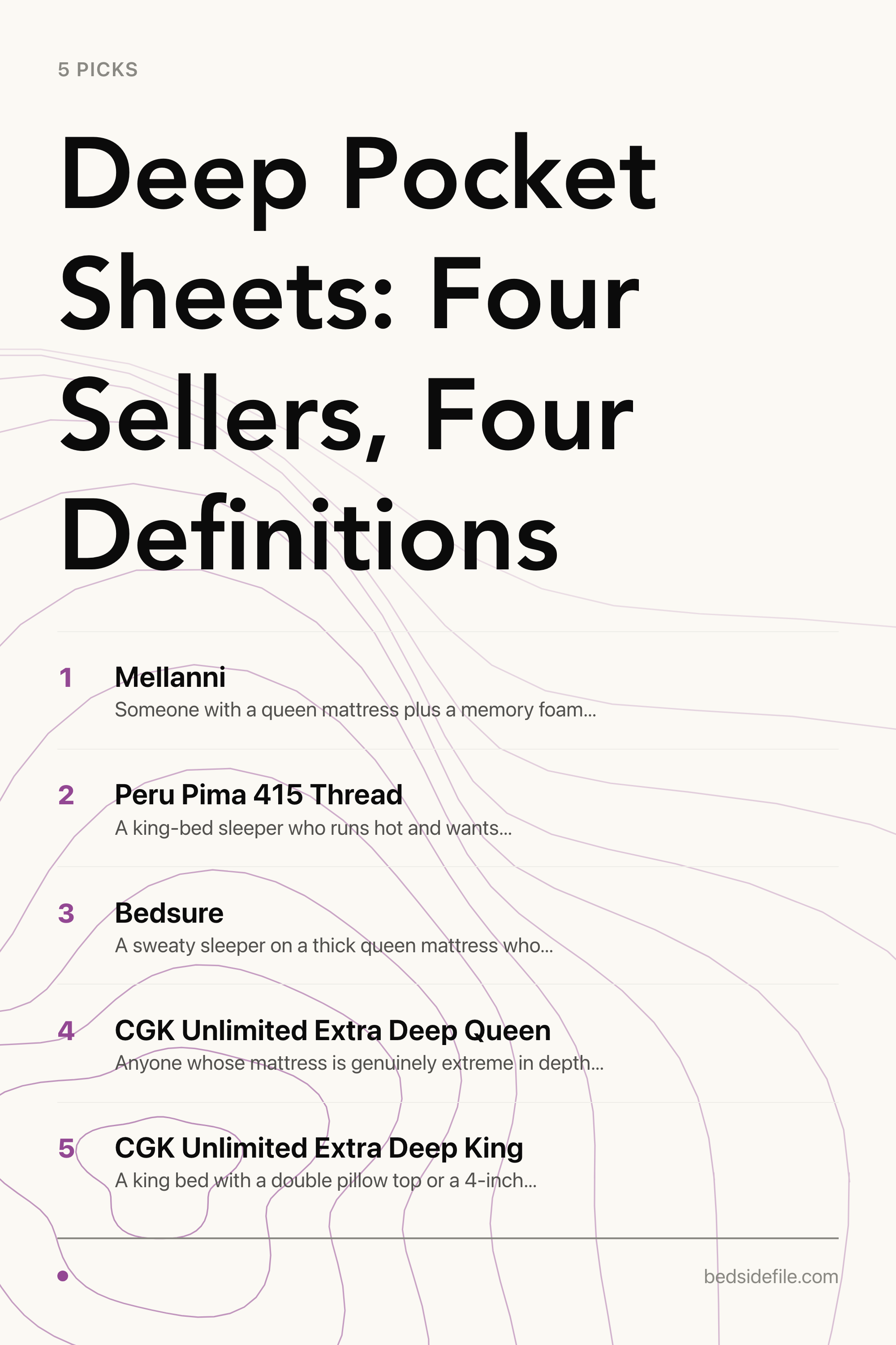 Deep Pocket Sheets: Four Sellers, Four Definitions — the picks, as a saveable list