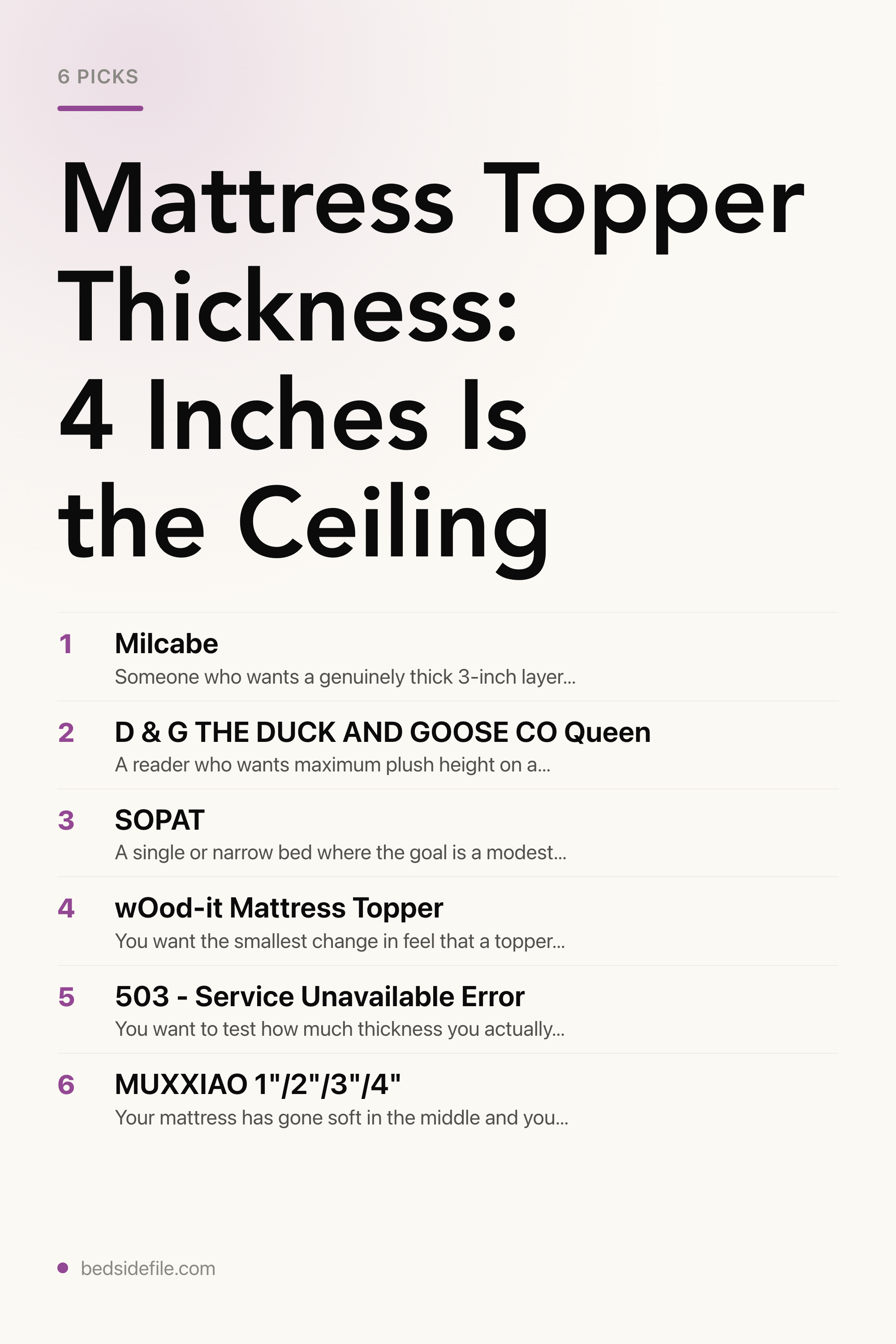 Mattress Topper Thickness: 4 Inches Is the Ceiling — the picks, as a saveable list