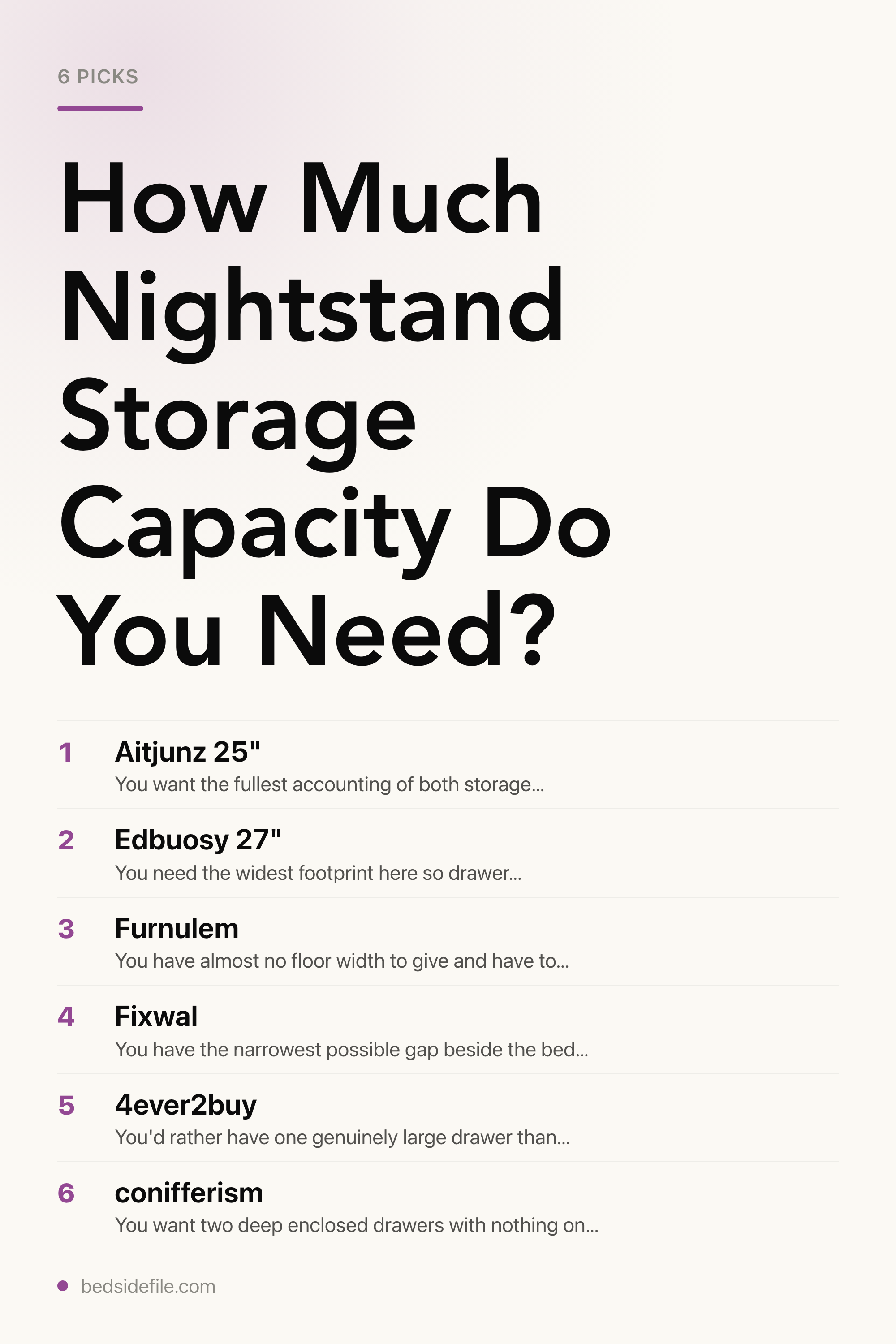 How Much Nightstand Storage Capacity Do You Need? — the picks, as a saveable list